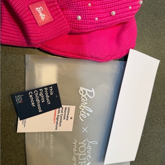 Barbie Love Your Melon Hot Pink Mittens with Pearls - Picture 2 of 3